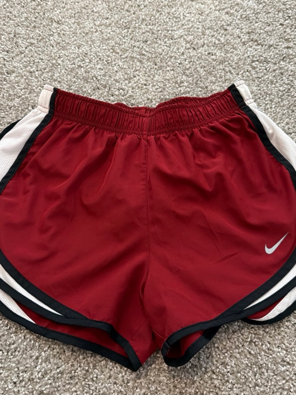 Nike Women's Red Athletic Shorts with Black & White Trim